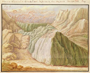Ms 1798 fol.115 Glacier de Grindelwald dans les Alpes, 1709